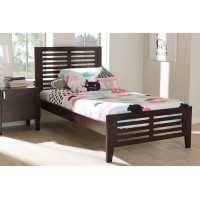 Baxton Studio HT1704-Espresso Brown-Twin Sedona Modern Classic Mission Style Dark Brown-Finished Wood Twin Platform Bed